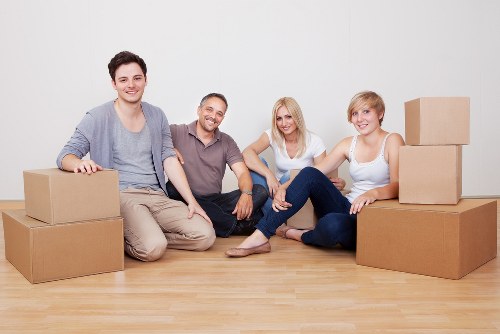 Furniture and belongings arranged in a clean storage space