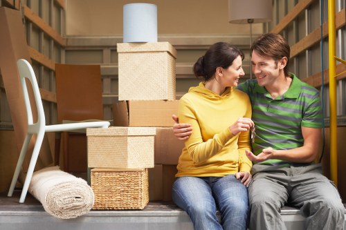 Packed boxes and furniture ready for local home removals